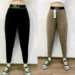 Quần ống rộng baggy tăm nhún cạp chun chữ loại 1 form chuẩn phối áo croptop đen nâu trắng bigsize