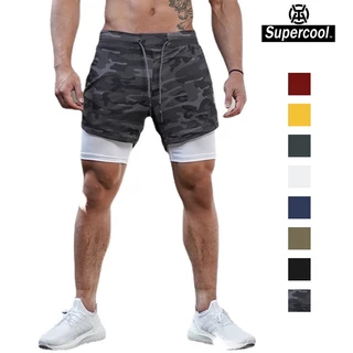 #SupercooL# 2 Lớp Quần Short Đùi Thể Thao Nam Quần Thun Có Quần Giữ Nhiệt Legging Ngụy Trang Baggy Big Size Phong Cách âu Mỹ Vải Thoáng Thun Lạnh PE Co Nhanh Khô Cao Cấp Túi Hộp Nhiều Màu Streetwear Thời Trang Chạy Bộ Thể Dục Bóng Rổ Xe đạp đi Biển