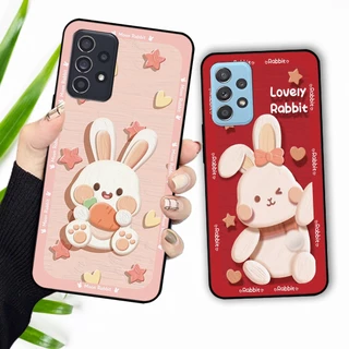 Ốp lưng Samsung A52 / A53 / A72 / A73 in hình caro đỏ, thỏ hồng may mắn, lovely rabbit