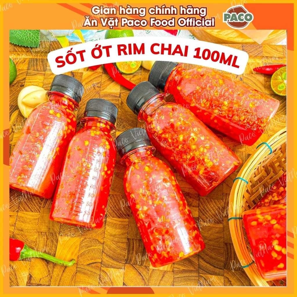lẻ 1 chai ớt rim mật ong siêu cay ngon nhà PACO FOOD chai 100ml