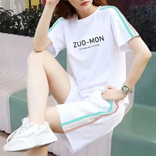 Bộ Đồ Thể Thao 100% Cotton Tay Ngắn Dáng Rộng Thời Trang Mùa Hè Cho Nữ 4IQ8