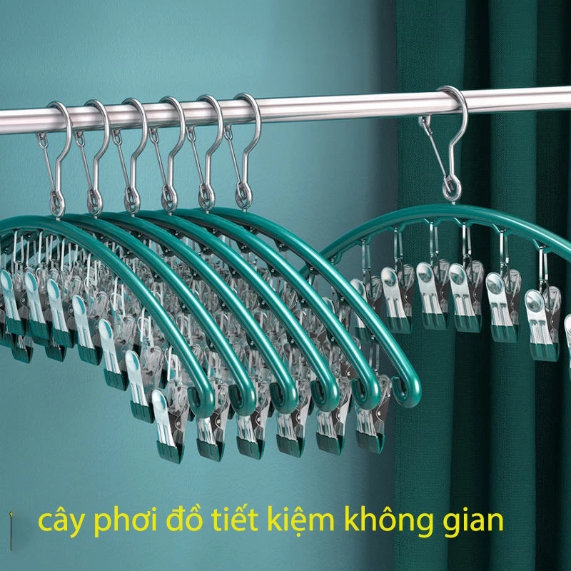 Móc treo đồ lót, móc kẹp treo quần áo 10 kẹp phơi đồ đa năng, gấp gọn, siêu tiện dụng