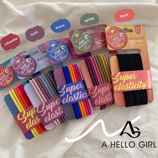 Ahellogirl Set 10 Dây Buộc Tóc Co Giãn Nhiều Màu Phong Cách Hàn Quốc