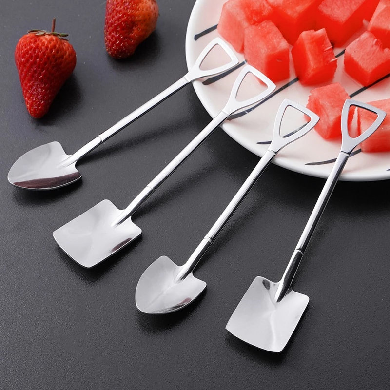 Set 3 Muỗng Hình Xẻng Múc Hoa Quả Dưa Hấu Bánh Kem Bằng Thép Không Gỉ