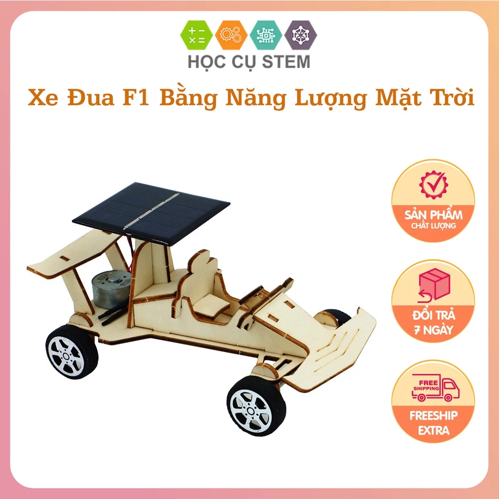 Xe Đua Ôto F1 Sử Dụng Pin Năng Lượng Mặt Trời Đồ Chơi Khoa Học Bằng Gỗ DIY