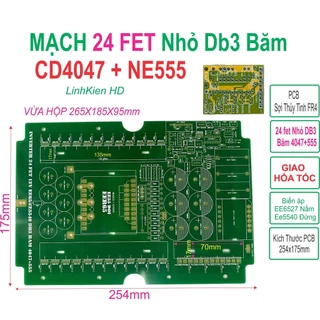 PCB bo mạch kích điện 24 fet Cách ly Băm db3 Nhịp CD4047 + NE555 Phíp FR4 - LinhKien HD