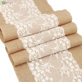 ⭐ Hot Sale ⭐1X Natural Jute Table Runner With Lace Rustic Festival Party Wedding Decor 30*275cm Durable