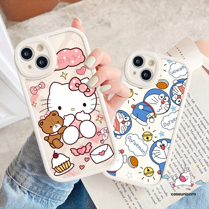 Ốp Điện Thoại Cặp Tpu Mềm Hoạt Hình Doraemon Hello Kitty iPhone 7plus XR 11 14 12 13 Pro Max 6 6s 7 8 plus XS Max X SE 2020