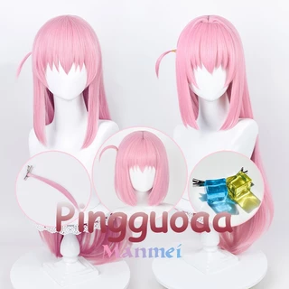 Manmei Anime Bocchi The Rock! Cosplay Gotou Hitori Cosplay Wig 80cm Long Pink Straight Hair Hairpins Heat Resistant Synthetic Wigs