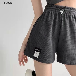 Quần short dệt kim CRLNHC TH ống rộng lưng cao phong cách harajuku thời trang mùa hè dành cho nữ