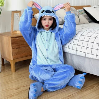 Bộ Đồ Ngủ Liền Thân Hình Hoạt Hình Stitch Pikachu Cho Nam Nữ