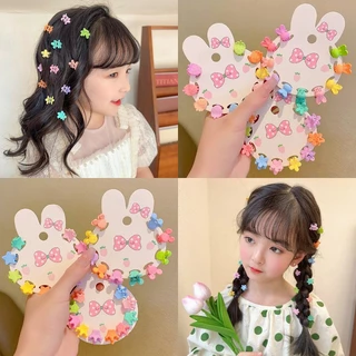 Korean Baby Kids Cute Crown Rabbit Ears Small Grip Clip Hair Clip Set Cartoon Hairpin Small Hair Claw Hair Accessories