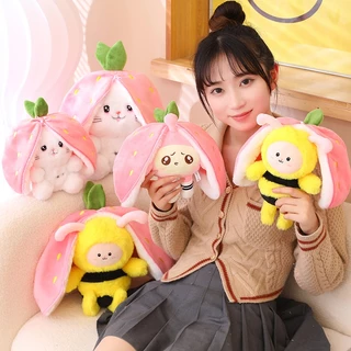 👀2 Trong 1Con Ong!👀Gấu Bông con thỏ Cosplay 5 Màu - Bunny Bông Cao Cấp Gấu Bông Thú Nhồi Bông Hình Thỏ dâu Và Cà Rốt Sáng Tạo Cho Bé Eggy Party Gấu Bông