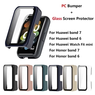 Ốp Lưng PC + KíNh CườNg LựC BảO Vệ MàN HìNh Cho Huawei Band 7 6 Huawei Watch mini Honor Band 7 6