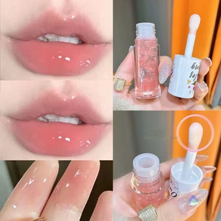 Peach Milk Honey Lip Oil Relieves Dry Moisturizing Lip Gloss Fades Lip Lines Water Light Lips Big Brush Head Korean Cute Makeup