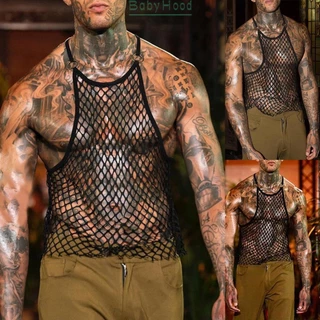 【Big Discounts】Mens Sleeveless Mesh Fishnet Vest Muscle Training Gym Blouse Tank Tops Tees#BBHOOD