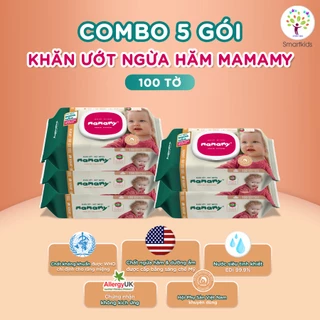 Combo Khăn Ướt Mamamy 100 Tờ Có Nắp, Không Mùi 100% An Toàn, Không Kích Ứng.