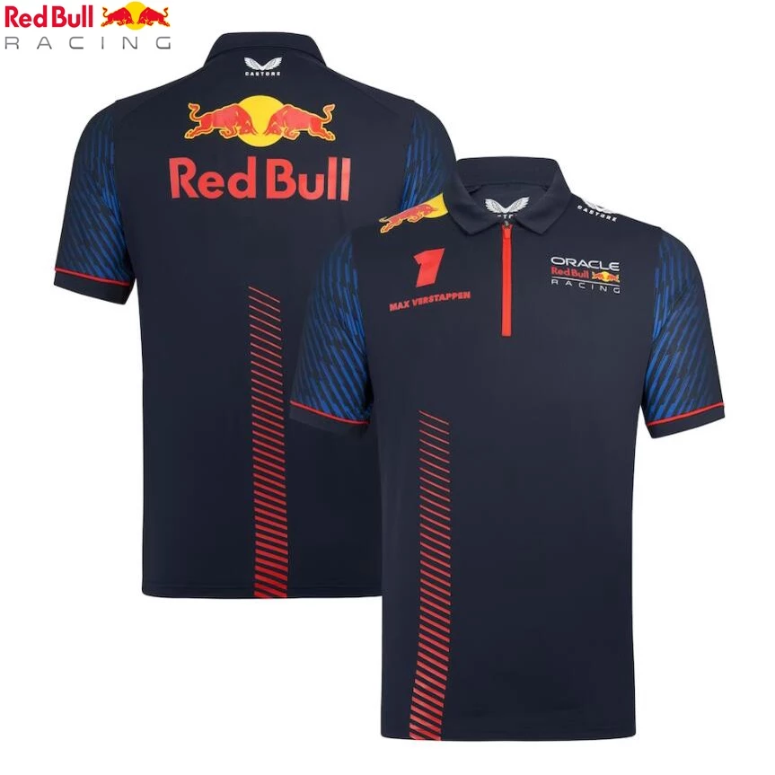 2023 Đội Oracle Red Bull Team F1 Jersey + 1# Set Áo polo Tay Ngắn + Áo Thun Tay Ngắn Unisex Thời Trang Mùa Hè