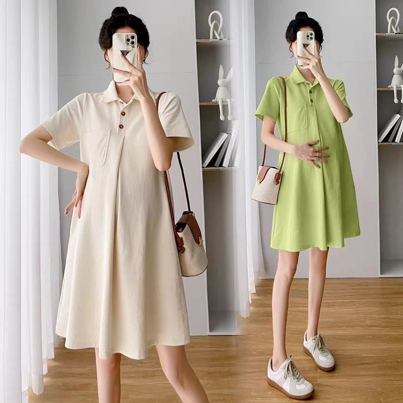 YHTN đầm bầu váy bầu cotton dễ thương xinh Thời trang bigsize chân váy bầu