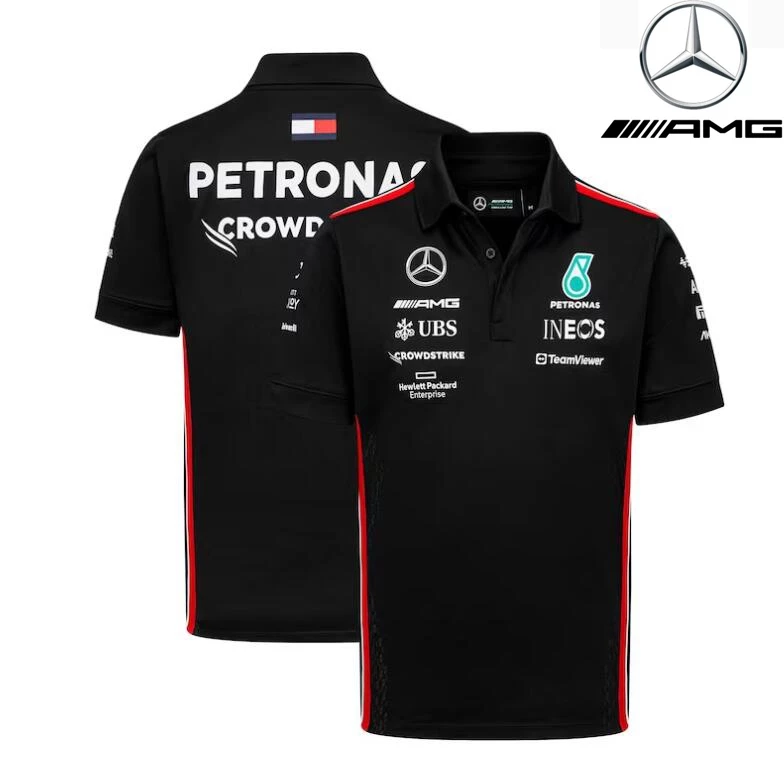 Bộ Đồ Đua Xe F1 2023 Mới Nhất + Áo polo Tay Ngắn In Logo Mercedes AMG Petronas Team + Áo Thun Tay Ngắn Mùa Hè