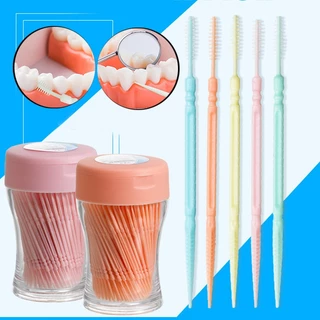 Set 200 Tăm Xỉa Răng Hai Đầu Bằng Nhựa Mềm Mại Vệ Sinh Răng Miệng Chăm Sóc Răng Miệng