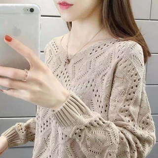 Áo sweater Dệt Kim Tay Dài Dáng Rộng Cổ Chữ v Thời Trang Cho Nữ