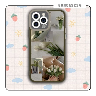 Ốp iphone cạnh vuông Guncase34 White Tulip 6/6s/7/7plus/8/8plus/x/xr/xs/11/12/13/pro/plus/promax/14prm