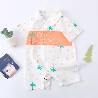 Bộ Áo Liền Quần Bằng Vải Cotton Thời Trang Mùa Hè Dành Cho Bé Trai 0-18 Tháng Tuổi