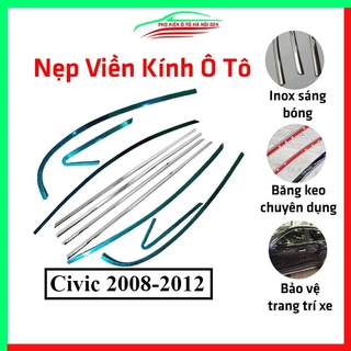 Bộ nẹp viền chân kính cong kính Honda Civic 2008-2012 Inox sáng bóng chuẩn form xe