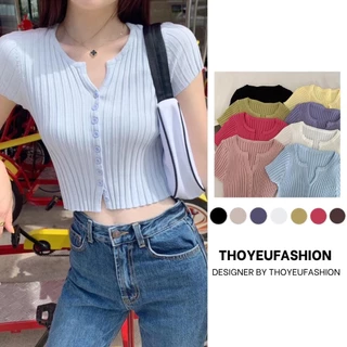 Áo cadigan dáng croptop cài cúc, Áo len mỏng dáng ngắn 9382 - Thoyeufashion