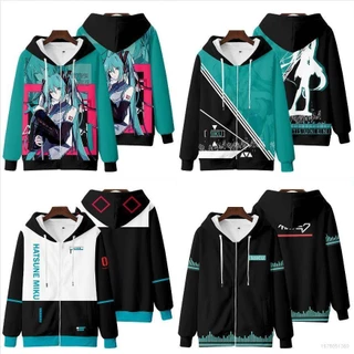 Áo Khoác Khóa Kéo Tay Dài Dáng Rộng In Hình Hatsune Miku YT3 Plus SIze TY3