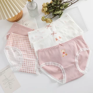 Quần Lót Cotton Lưng Vừa In Hình Gấu Dễ Thương Cho Nữ