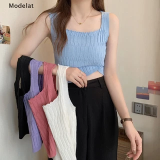 GJCUTE Áo Croptop Dệt Kim Hai Dây Màu Trơn Gợi Cảm Thời Trang Mùa Hè Cho Bạn Gái