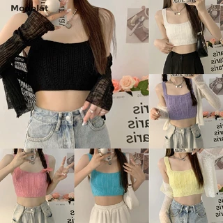 GJCUTE Áo Croptop Dệt Kim Không Tay Màu Sắc Ngọt Ngào Thời Trang Mùa Hè Cho Nữ