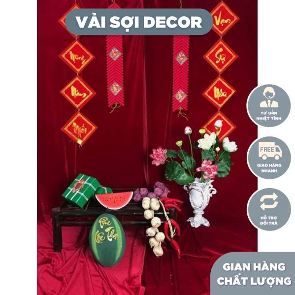 Phông nền Tết VẢI NHUNG trang trí decor tết, sự kiện (5m x 1, 6 m)