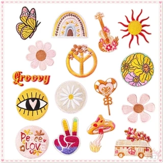 ♚ Sticker Ủi Thêu Chữ Peace Love Phong Cách Bohemian ♚ 1 Sticker Ủi Thêu Hình Huy Hiệu