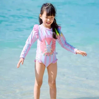 Đồ bơi cho bé, bikini bé gái liền thân cao cấp có mũ hình thỏ đáng yêu size từ 2 đến 8 tuổi Xu Xu Kids