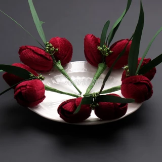 1 Trâm Cài Tóc Hoa Tulip Đỏ Phong Cách Trung Quốc Cổ Điển
