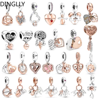 Dinglly rose gold hai màu charm heart tree of life mặt dây chuyền tự làm đồ trang sức làm phụ kiện