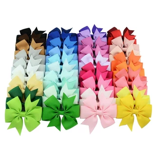 20 Cái / lốc Mixcolor 3 Inch Bán Buôn Grosgrain Ruy Băng Kẹp Tóc Cô Gái Nơ Có Kẹp Kẹp Tóc Trẻ Em Phụ Kiện Tóc