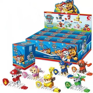 PAW Patrol Model Building Blocks Toy Transform Figures Bricks Toys for Kids Boys Blind Box PAW Patrol Toys Paw Patrol Mainan action figures HT