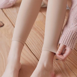 2023 Mới Mùa Xuân Thu Trung Bình Dày Skinny Ôm Hơn Nhìn Thịt Quần Legging Màu Da Đến Mắt Cá Chân Quần Legging Chống Nhìn Không Vớ