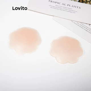 Lovito 2 chiếc Phụ kiện đồ lót thoáng khí bằng silicon trơn không dây thông thường L12054 (Nude)