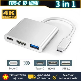 TYPE-C to hdmi hub 3in1 HD truyền tải vật liệu hợp kim nhôm USB 3.0