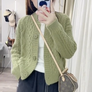 Áo Khoác Cardigan Dệt Kim Thời Trang Xuân Thu 2023 Mới Mẻ Cho Nữ