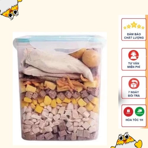 [ Hộp 660g ] Ức gà sấy khô mix hỗn hợp cá , chim ,trứng nhiều vị cho chó mèo thú cưng