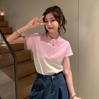 Áo Thun Crop Top Da Pu Tay Ngắn Màu Nhuộm Kiểu Harajuku Hàn Quốc Thời Trang Cho Bạn Gái