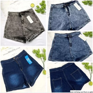 Quần short jeans lưng cao nữ co giãn, quần dây kéo gài nút - Quần jeans nữ form chuẩn