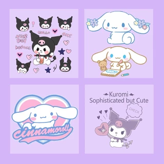 Kuromi Cinnamoroll Sắt Trên Miếng Dán Vinyl Truyền Nhiệt Dán Có Thể Giặt Sắt Trên Miếng Dán Áo Quần Áo Quần Jean Kawaii Trang Trí