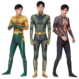 Phim Truyện Tranh Màu Thịt Vàng Aquaman Cosplay Jumpsuit Halloween Cosplay Trang Phục JIWM